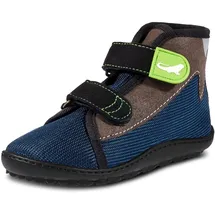 Leguano Barfußschuh LEGUANO "LEGUANITO SCIPPO", Kinder, Gr. 25, blau (blau, grau, braun), Textil, Schuhe Barfußschuh, Klettschuh, Bequemschuh, Flat mit verstellbaren Klettverschlüssen