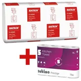 Katrin Papierhandtücher »Non Stop M2« inkl. Küchenrollen 3-lagig, 4 Rollen weiß, 24 cm