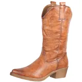 Elara Damen Cowboy Stiefel Biker Boots Chunkyrayan 301-A32PU-Camel-38 - 38 EU