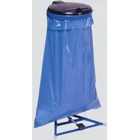 PROREGAL Robuster Müllsackständer mit Fußpedal | 120 Liter, HxBxT 100x49x49cm | Stahl | Blau-Schwarz | Mülleimer Abfalleimer Müllkorb