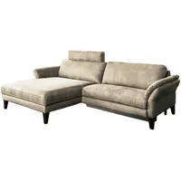 KAWOLA Sofa MALTA Ecksofa Stoff beige mit Kopfstütze Recamiere