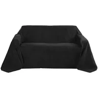 Beautissu Tagesdecke Wildleder Optik 210x280cm Schwarz