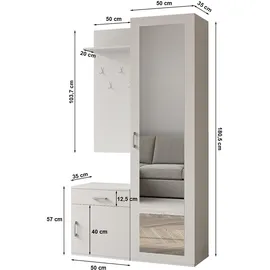 ax living Magnola Garderobenschrank 100 x 35 x 180,5 cm Weiß