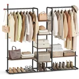songmics home Garderobenständer RGR012B01 naturwalnussfarben/tintenschwarz