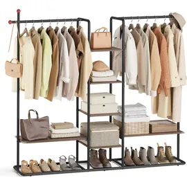 songmics home Garderobenständer RGR012B01 naturwalnussfarben/tintenschwarz