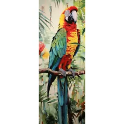 EUROART Glasbild 30 x 80 cm Parrot Jungle I Glas Bunt