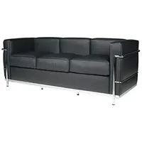 3-Sitzer-Sofa, Edelstahl, italienisches Leder, Schwarz, Braun, Cognac, Weiß