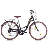 BERLIN BIKE Cityrad Bella 2 – 28 Zoll Damen Hollandrad mit Shimano 7-Gang, RD-TY300 Schaltwerk, (elegantes retro-fahrrad mit robustem aluminiumrahmen und starken v-bremsen), mit 28" x 2,00" luftreifen – perfekt für stadt & alltag schwarz