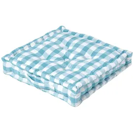 Homescapes SITZKISSEN blau-weiß kariert 40/40/8 cm