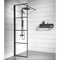 Duschwand Essos 60 x 200cm Glas Duschabtrennung Schwarz - Walk-In Dusche Nano Duschtrennwand