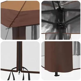 vidaXL Pavillon 4 x 4 m inkl. 4 Seitenteile Beige/Braun