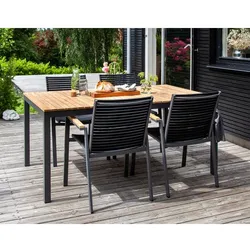 Cinas Gartenmöbelset, 4 Sitzplätze, Teakholz - grau
