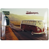 VW Collection - Volkswagen Retro-Blech-Schild-Vintage-Dekoration Geschenk-Idee aus Metall im T1 Bus Design (Highway 1/Bunt)
