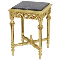 Casa Padrino Beistelltisch Barock Beistelltisch Gold / Schwarz - Prunkvoller Massivholz Tisch mit Marmorplatte - Barock Möbel
