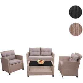 MCW F10 Polyrattan Lounge Garnitur 4-tlg. grau/braun inkl. Kissen