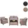 MCW F10 Polyrattan Lounge Garnitur 4-tlg. grau/braun inkl. Kissen