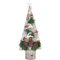 Mendler Deko-Weihnachtsbaum HWC-M16, Christbaum mit Stern Weihnachtsdekoration, Holz 57x23x10cm