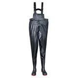 PORTWEST Sicherheits Brust-Watstiefel Gummistiefel Schwarz 46
