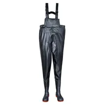 PORTWEST Sicherheits Brust-Watstiefel Gummistiefel Schwarz 46