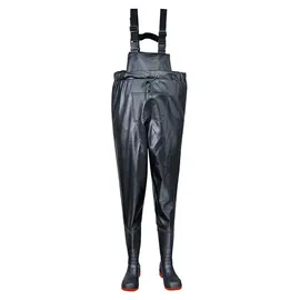 PORTWEST Sicherheits Brust-Watstiefel Gummistiefel Schwarz 46