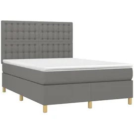 vidaXL Boxspringbett 140 x 200 cm Dunkelgrau