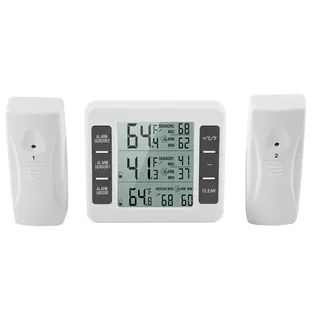 Xvx Kabelloses digitales Gefrierschrank-Thermometer, Kühlschrank-Thermometer, Temperatursensor mit 2 Sensoren, 24-Stunden-Min.-Höchsttemperaturaufzeichnungen mit akustischem Alarm