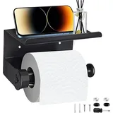 Toilettenpapierhalter Zur Wandmontage Mit Ablage, Selbstklebender Toilettenpapierhalter Für Badezimmer, Wandmontage Toilettenpapierhalter Ohne Bohren, Mattschwarz