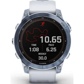 Garmin Fenix 7 Sapphire Solar blaues DLC-Titan mit steinweissem Armband