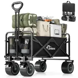 SAMAX Bollerwagen Faltbar Offroad Camping Edition schwarz/grau