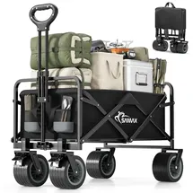 SAMAX Bollerwagen Faltbar Offroad Camping Edition schwarz/grau