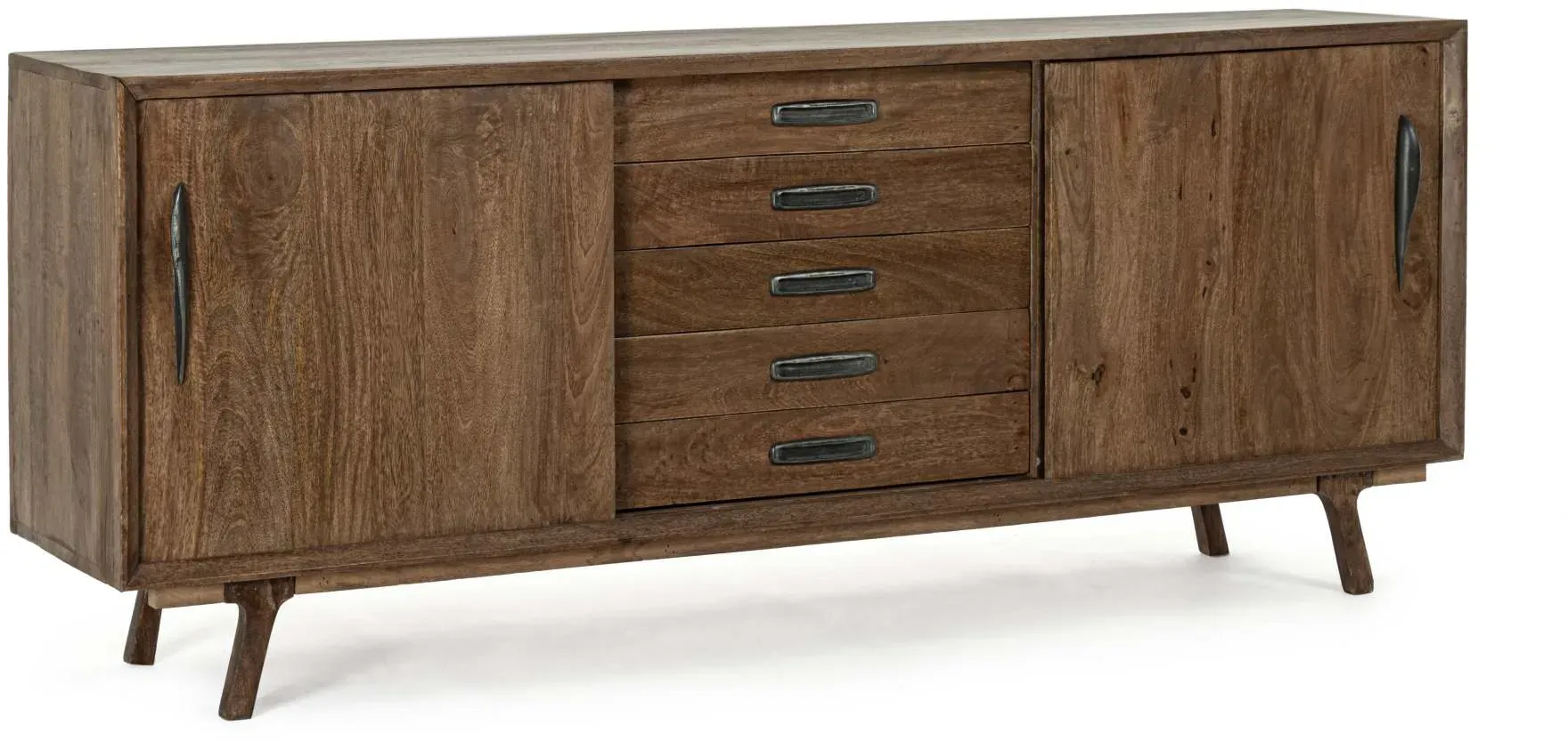 Sideboard Sherman aus Mangoholz, klassischer Stil, natur, 200 cm, mit Schiebetüren und Schubladen