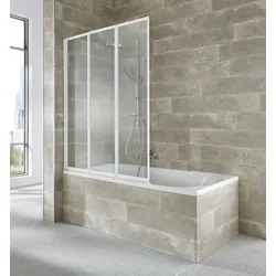 Badewannenaufsatz WELLTIME "Nassau", weiß, B:120cm H:140cm, Duschwände, Badewannenfaltwand, Spritzschutzwand für Badewanne, Glaswand