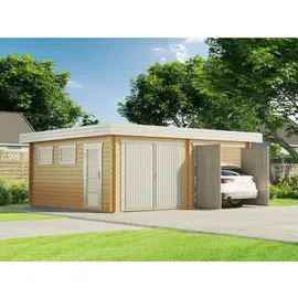 Alpholz Doppelgarage D-70 ISO 6,45 x 5,80 m Fichte natur mit Geräteraum