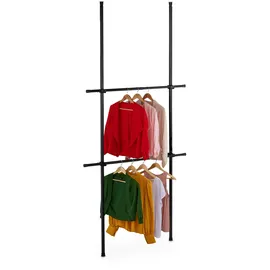 Relaxdays Garderobensystem Teleskop 165–300 x 75–120 x 11 cm Schwarz