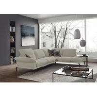 Ecksofa W.SCHILLIG "sherry" Sofas Gr. B/H/T: 302cm x 81cm x 230cm, Longlife fabric Chenillegewebe V39, Ottomane rechts, ohne Kopfteilverstellung-mit Armlehnenverstellung, grau (grey v39) mit Kopfstützenverstellung, Winkelfüße in Schwarz, Breite 302 cm