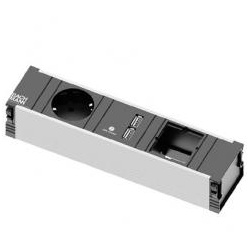 Bachmann CONI Steckdoseneinheit 3-fach (1x USB Doppelcharger + Custom Modul + Steckdose Strom)