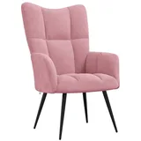 vidaXL Relaxsessel, Sessel mit Stahlgestell, Relaxstuhl Polsterstuhl mit Armlehne, Fernsehsessel Polstersessel Wohnzimmer, Modern, Rosa Samt