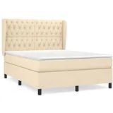 vidaXL Boxspringbett mit Matratze Creme 140x200 cm Stoff vidaXL
