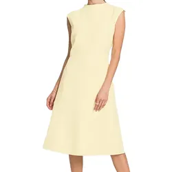 Damen Sommer-Kleid ausgestelltes Business-Kleid in Glockenform Midi-Kleid 915622 Gelb - 42