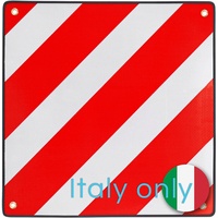 PLANGER® - Warntafel Italien (50 x 50 cm) - Reflektierendes Warnschild rot weiß für Heckträger u Fahrradträger