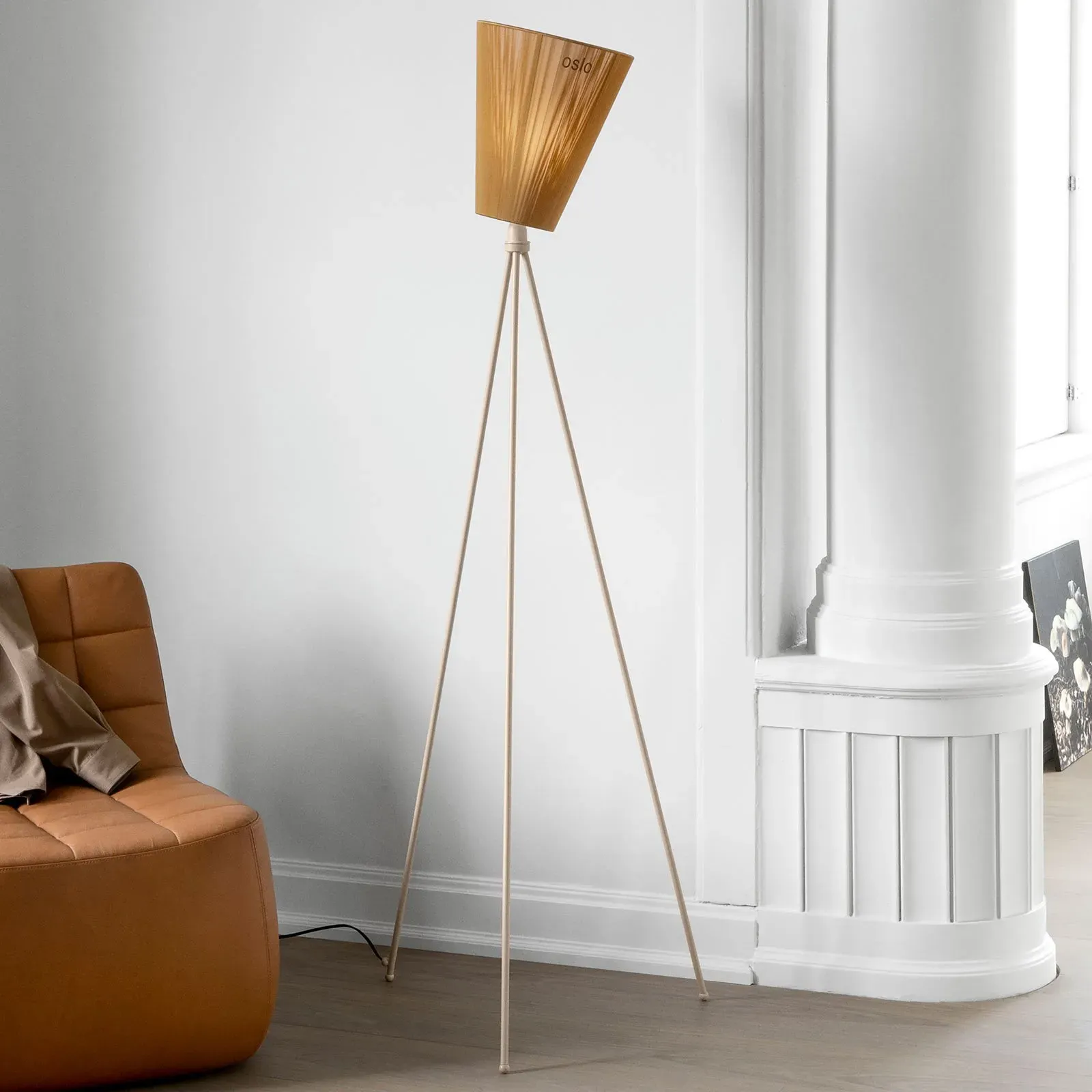 Stehleuchte Northern, Oslo Wood, dimmbar, für Wohnzimmer, Stoff / Textil, Design - 165