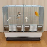 Vogelkäfig beige 54x39x47 cm Wellensittich Vogelbauer Kanarien Käfig