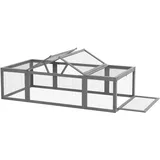 Hasenstall Kaninchenstall Aus Tannenholz Winterfest Hasenkäfig Mit Aufklappbar Dach 180x90x48 Cm Kaninchenkäfig Outdoor Kleintierstall Für Kleintiere Hasen Kaninchen Meerschweinchen Grau Aosom