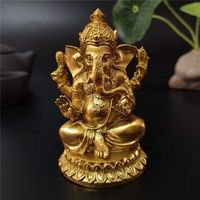 Gold Lord Ganesha Statuen - Hindu-Elefant Gott Statue Harz Skulptur Indische Ganesh Buddha Figur Handarbeit Geschenk Dekoration Ornamente für Haus, Garten, Auto