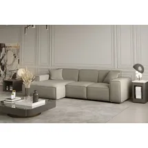 Fun Möbel Ecksofa Designersofa CELES in Stoff Opera Velvet Creme Ottomane Links - Beige