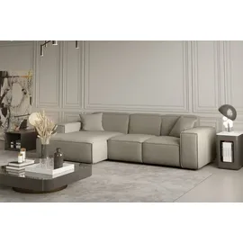 Fun Möbel Ecksofa Designersofa CELES in Stoff Opera Velvet Creme Ottomane Links - Beige