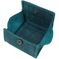 Kleine Büffel-Vollleder Wiener Schachtel Geldbörse/Münzbörse/Geldbeutel/Portemonnaie/Portmonaise/Geldtasche/Portmonee (Petrol)