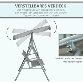 Outsunny Hollywoodschaukel Grau 3-Sitzer