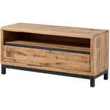 Massivmoebel24 VILLANDERS TV-Lowboard 120x40x56 cm Beige Holz, Metall, Massivholz