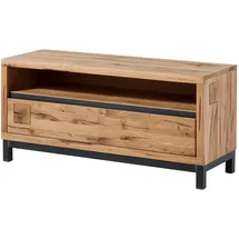 Massivmoebel24 VILLANDERS TV-Lowboard 120x40x56 cm Beige Holz, Metall, Massivholz